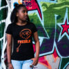 femme tee-shirt noir orange